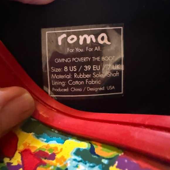 Roma Multicolor Artsy Women's Rain Boots 8 - Picture 9 of 9